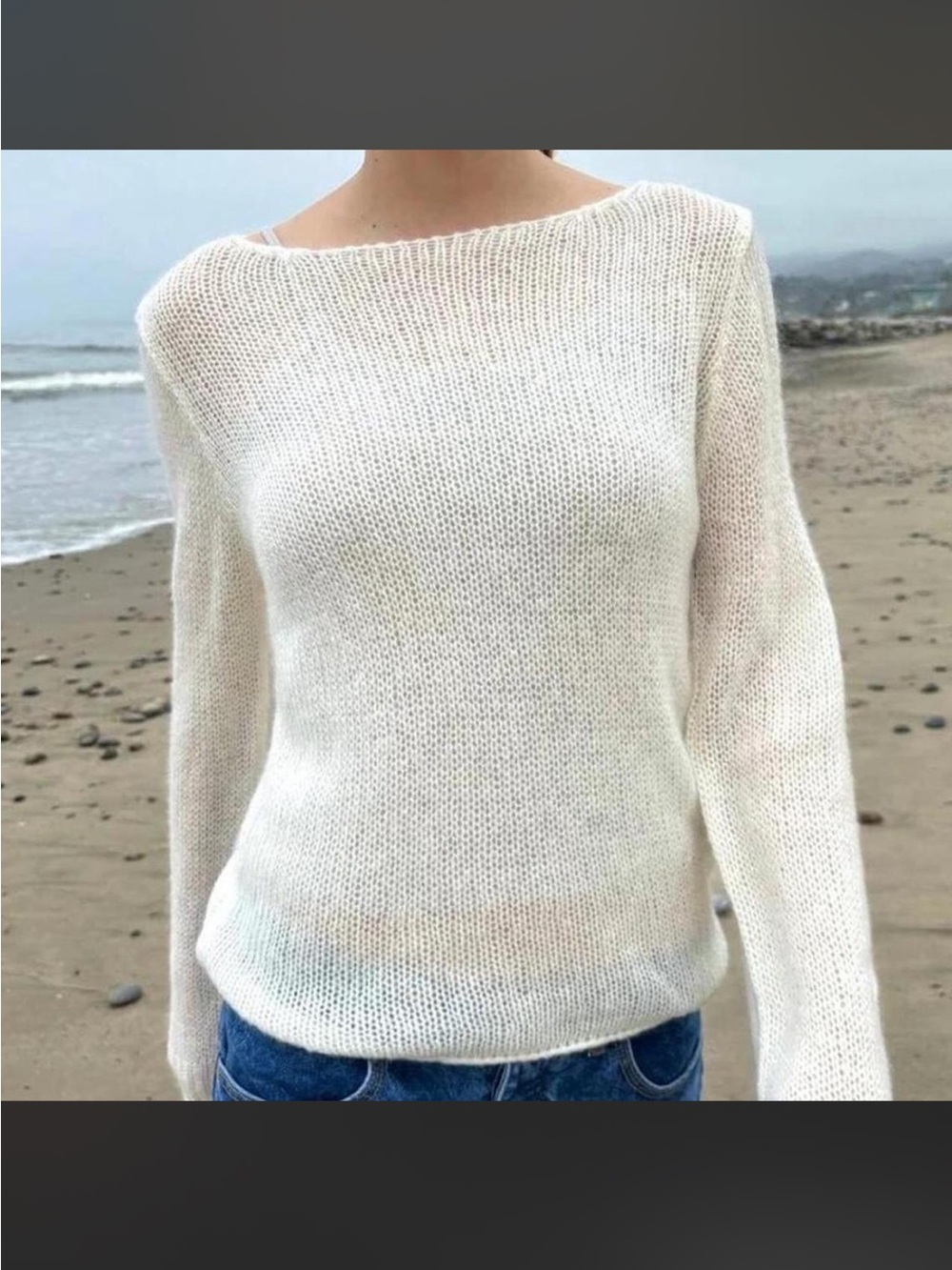 Brandy Melville Colette Boatneck Sweater - Cream